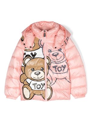Moschino Kids Teddy Bear-print hooded jacket - Pink