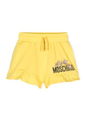 Moschino Kids Teddy-Bear-print jersey shorts - Yellow
