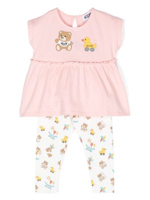 Moschino Kids Teddy Bear-print legging set - Neutrals