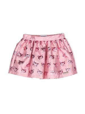 Moschino Kids Teddy Bear-print miniskirt - Pink