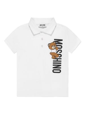 Moschino Kids Teddy Bear-print polo shirt - White