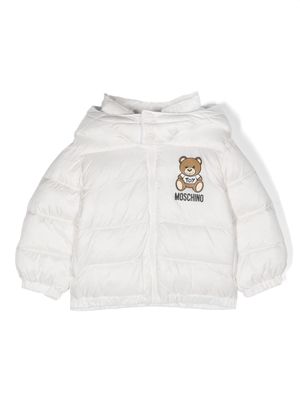 Moschino Kids Teddy Bear-print quilted jacket - White
