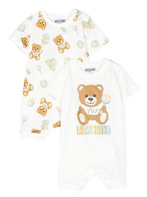 Moschino Kids Teddy Bear-print romper set - White