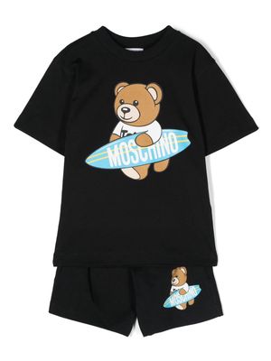 Moschino Kids Teddy Bear-print shorts set - Black