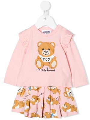 Moschino Kids teddy bear-print skirt set - Pink
