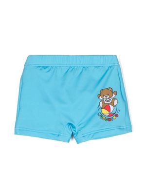 Moschino Kids Teddy Bear-print stretch swim shorts - Blue