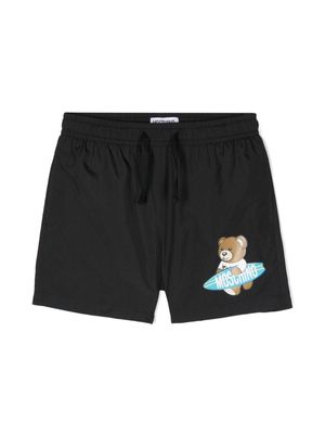 Moschino Kids Teddy Bear-print swim shorts - Black