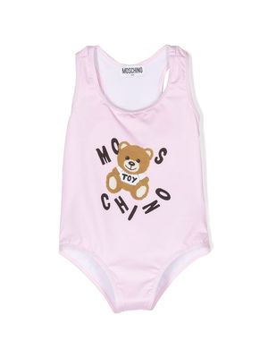 Moschino Kids Teddy-Bear print swimsuit - Pink