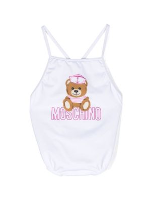 Moschino Kids Teddy Bear-print swimsuit - White