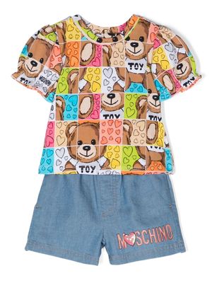 Moschino Kids Teddy Bear-print T-shirt and shorts set - Blue