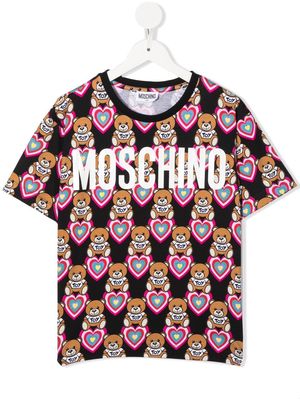 Moschino Kids teddy bear-print T-shirt - Black