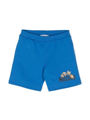 Moschino Kids Teddy Bear-print track shorts - Blue