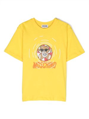 Moschino Kids Teddy Bear printed cotton T-shirt - Yellow