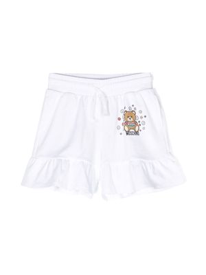 Moschino Kids Teddy Bear ruffle shorts - White