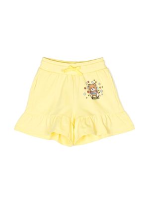 Moschino Kids Teddy Bear ruffle shorts - Yellow