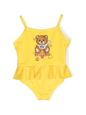 Moschino Kids Teddy Bear ruffled swimsuit - Yellow