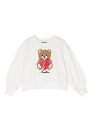 Moschino Kids Teddy Bear sequin-embellished sweatshirt - White