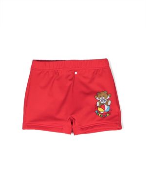 Moschino Kids Teddy Bear swim shorts - Red