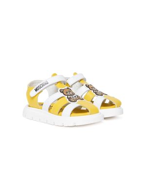 Moschino Kids Teddy Bear touch-strap leather sandals - Yellow