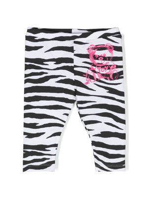 Moschino Kids Teddy Bear zebra-print leggings - Black