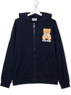Moschino Kids Teddy Bear zip-up hoodie - Blue