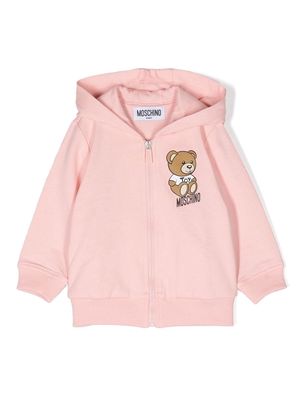 Moschino Kids Teddy Bear zip-up hoodie - Pink