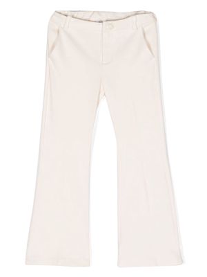 Moschino Kids Teddy-button logo-embroidery pants - Neutrals
