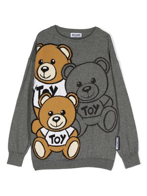 Moschino Kids Teddy Friends cotton-wool jumper - Grey