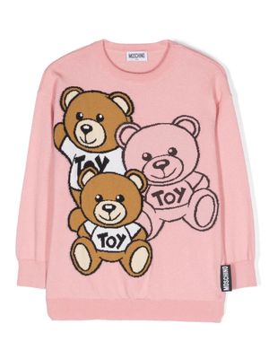 Moschino Kids Teddy Friends cotton-wool jumper - Pink