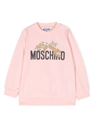 Moschino Kids teddy logo-print cotton sweatshirt - Pink