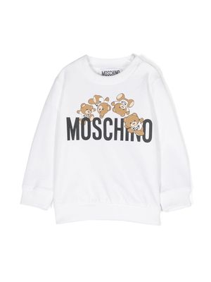 Moschino Kids teddy logo-print cotton sweatshirt - White