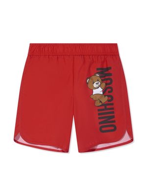 Moschino Kids Teddy Logo shorts - Red