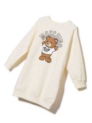 Moschino Kids Teddy long-sleeve sweater dress - Neutrals
