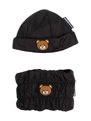 Moschino Kids Teddy Patch Hat and Neck warmer set - Black