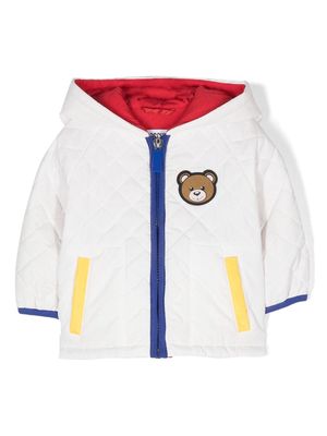 Moschino Kids teddy-patch quilted jacket - White