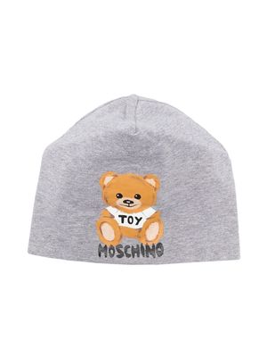 Moschino Kids teddy print beanie - Grey