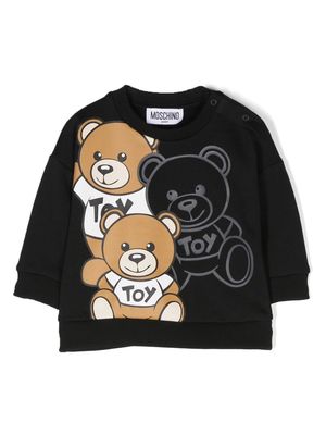 Moschino Kids teddy-print cotton sweatshirt - Black