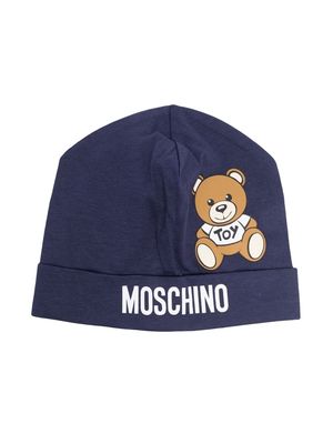 Moschino Kids teddy-print hat - Blue