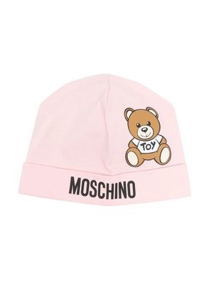 Moschino Kids teddy-print hat - Pink