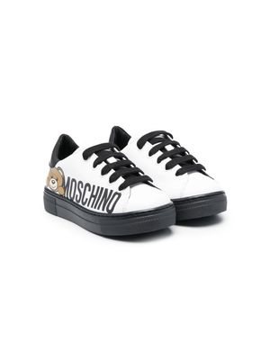 Moschino Kids Teddy-print leather sneakers - Black