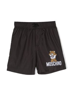 Moschino Kids teddy-print swim shorts - Black