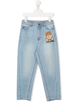 Moschino Kids Teddy tapered-leg jeans - Blue