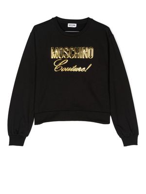 Moschino Kids TEEN debossed-logo crewneck sweatshirt - Black