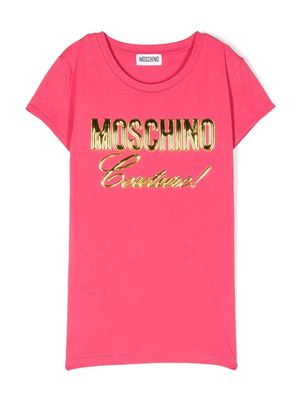 Moschino Kids TEEN debossed-logo T-shirt - Pink
