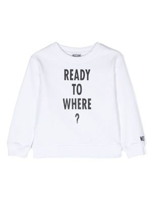 Moschino Kids text-print cotton sweatshirt - White