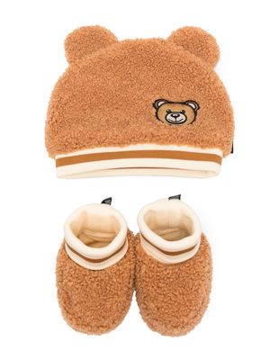 Moschino Kids textured Teddy Bear-motif set - Brown