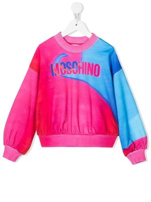Moschino Kids tie-dye logo sweatshirt - Pink