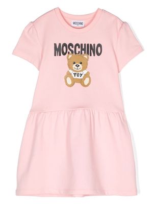 Moschino Kids Toy Bear logo-print T-shirt dress - Pink
