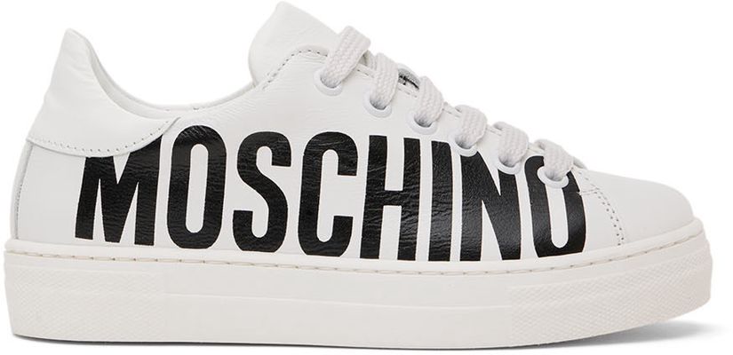 Moschino Kids White Leather Sneakers