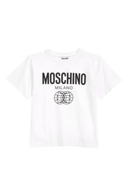 Moschino Kids' x Smiley Double Smiley Stretch Cotton Graphic Tee in 10101 Optic White